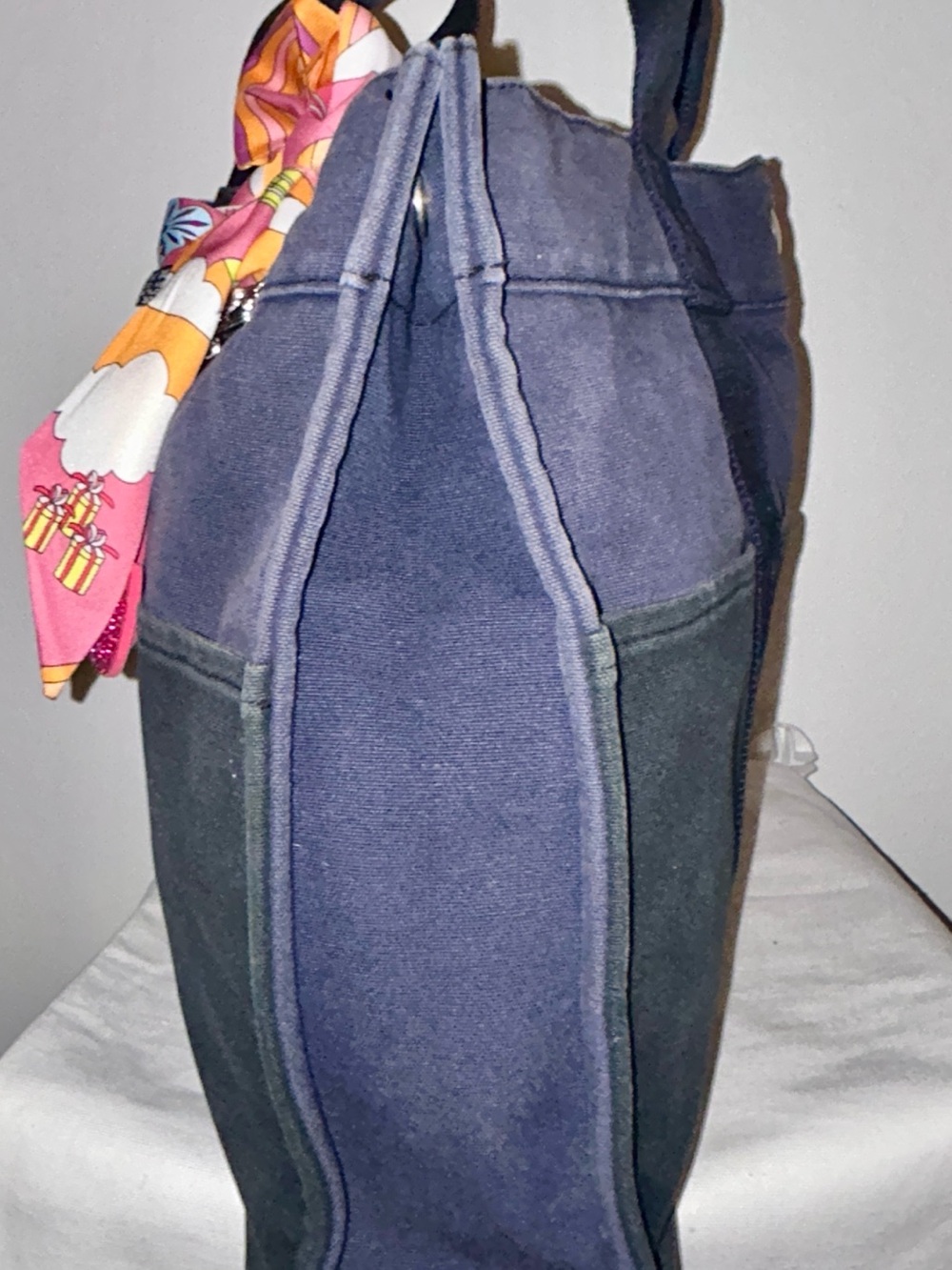 Authentic Hermès Fourre Tout MM Tote, Navy and Black Canvas. Hermes Twilly - Picture 8 of 11